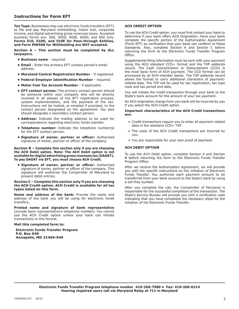 Large thumbnail of Form EFT - 2022