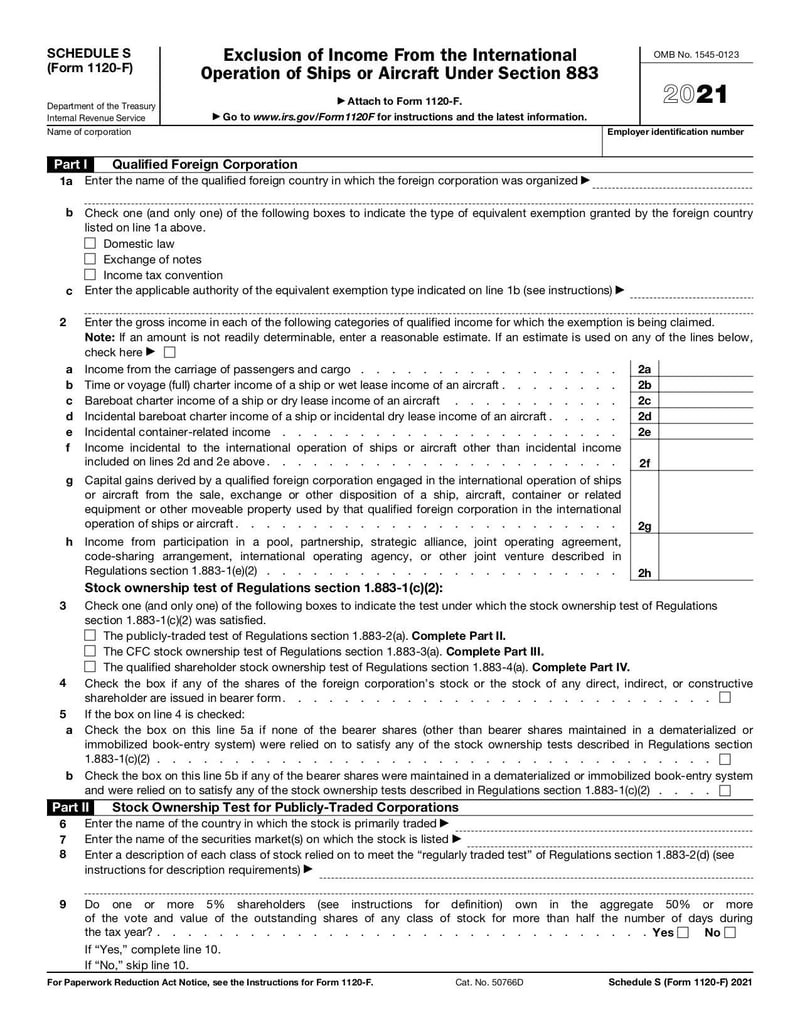 Large thumbnail of Schedule S (Form 1120-F) - Dec 2021