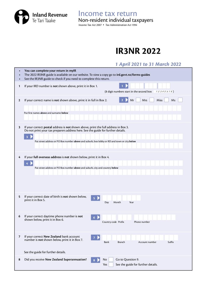 Large thumbnail of Form IR3NR - Mar 2022