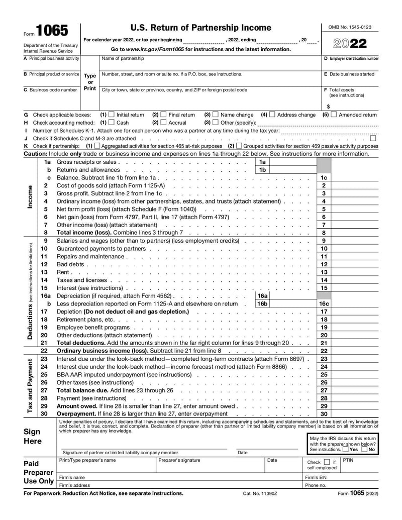 Large thumbnail of Form 1065 - Jan 2022