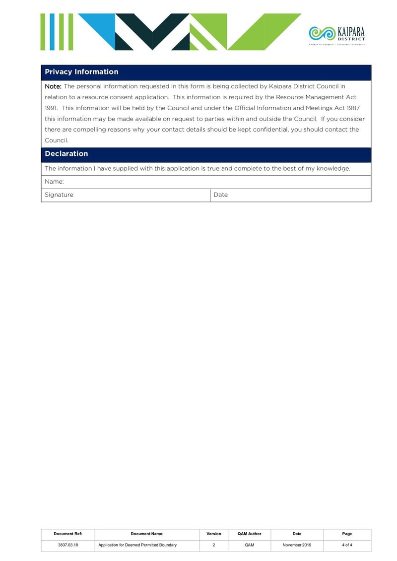 Large thumbnail of Application Under Section 87BA of the Resource Management Act 191 for Deemed Permitted Boundary Activity - Nov 2019