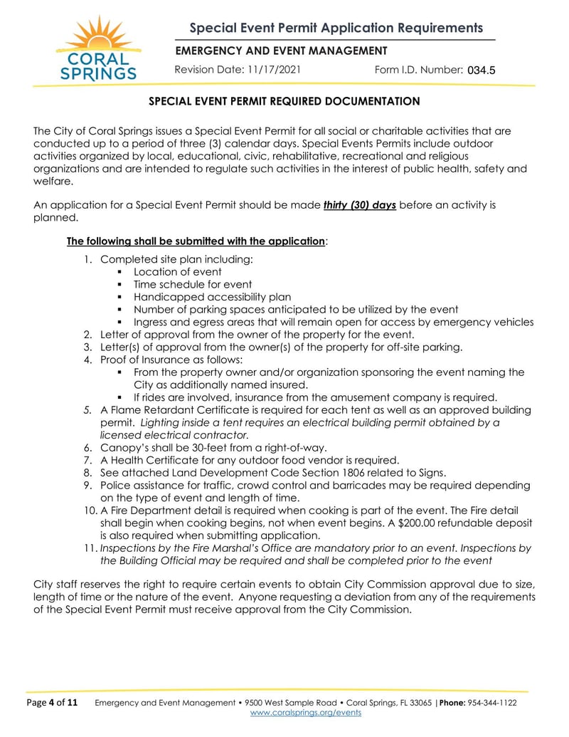 Large thumbnail of Coral Springs Special Event Permit Application Requirements