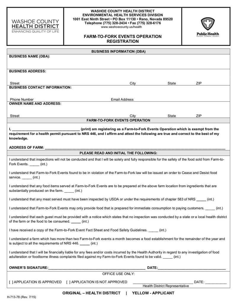Large thumbnail of Farm-to-Fork Events Operation Registration Application Form - Aug 2015