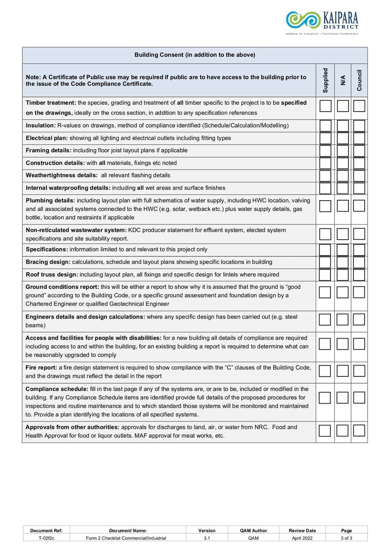 Large thumbnail of PF Form 2 (C) Comm Industrial Checklist - Apr 2022
