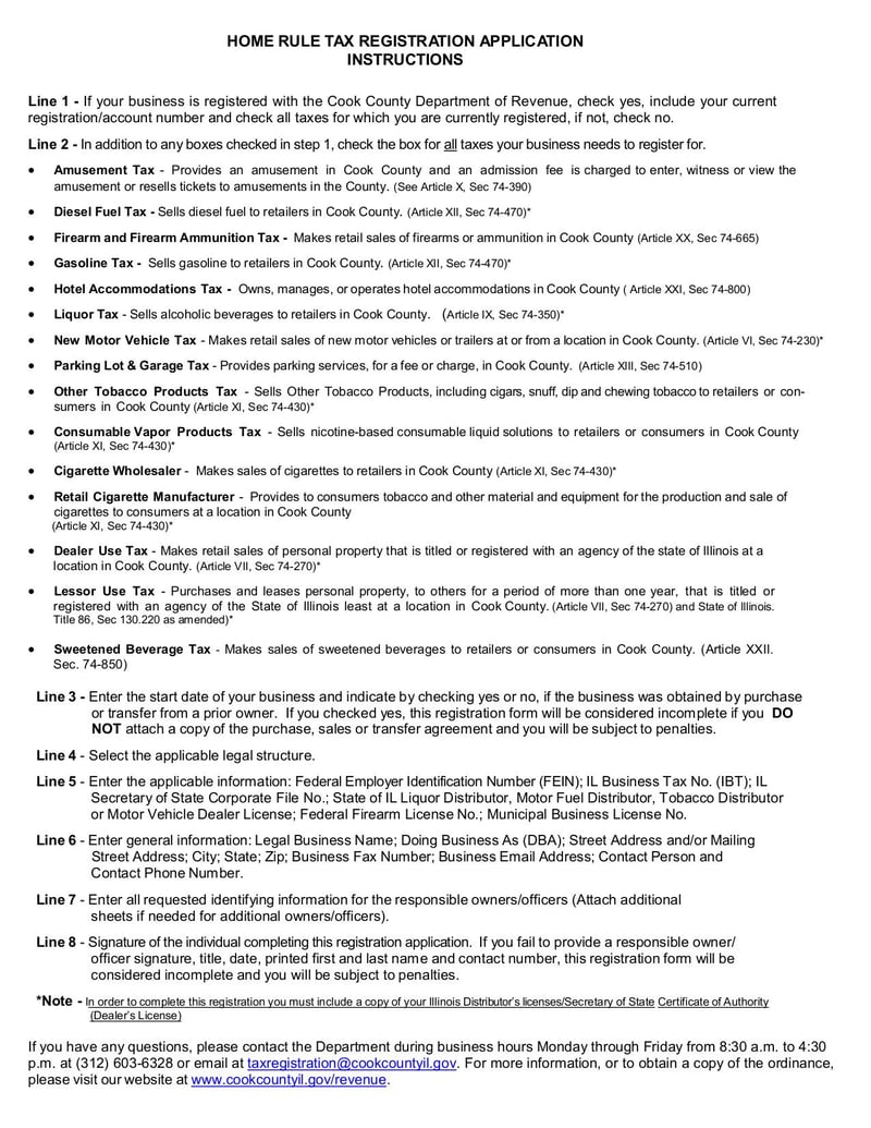 Large thumbnail of Home Rule Tax Registration Application - Mar 2017