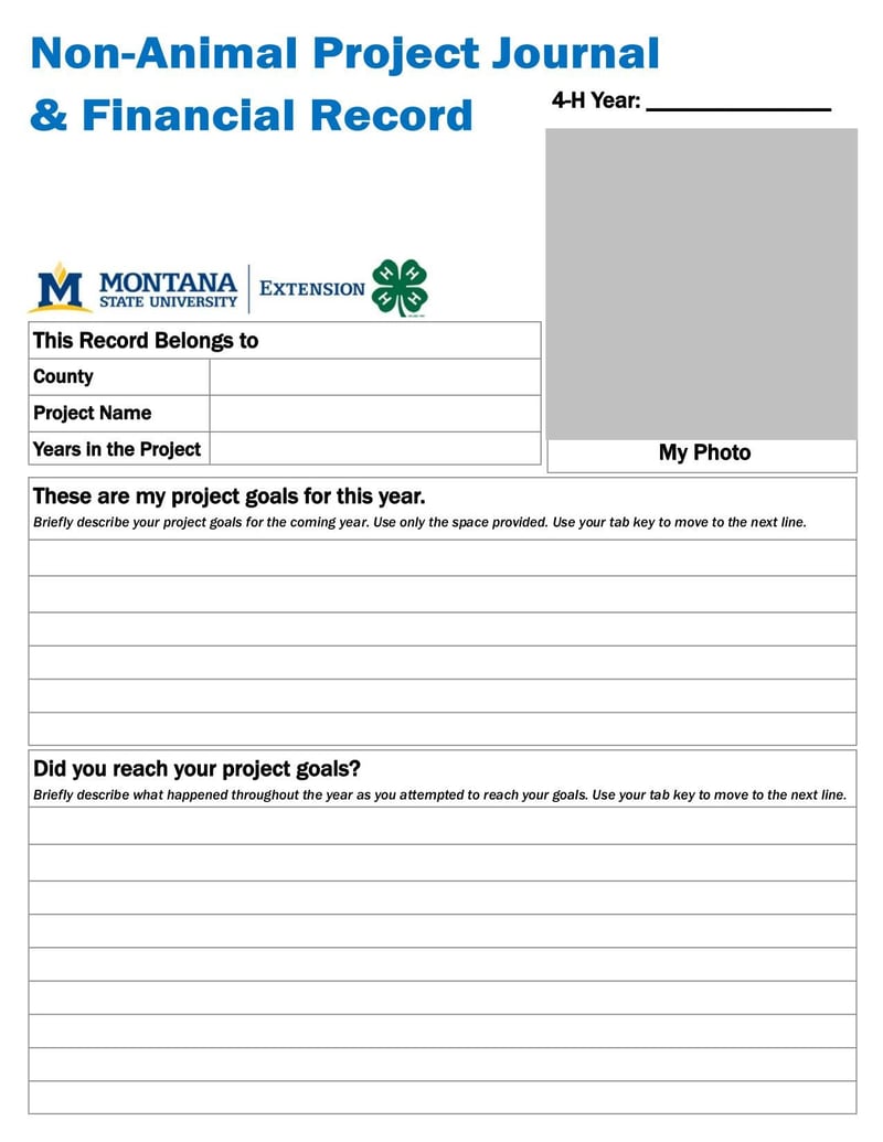 Large thumbnail of 4-H Non-Animal Project Journal - Jan 2016