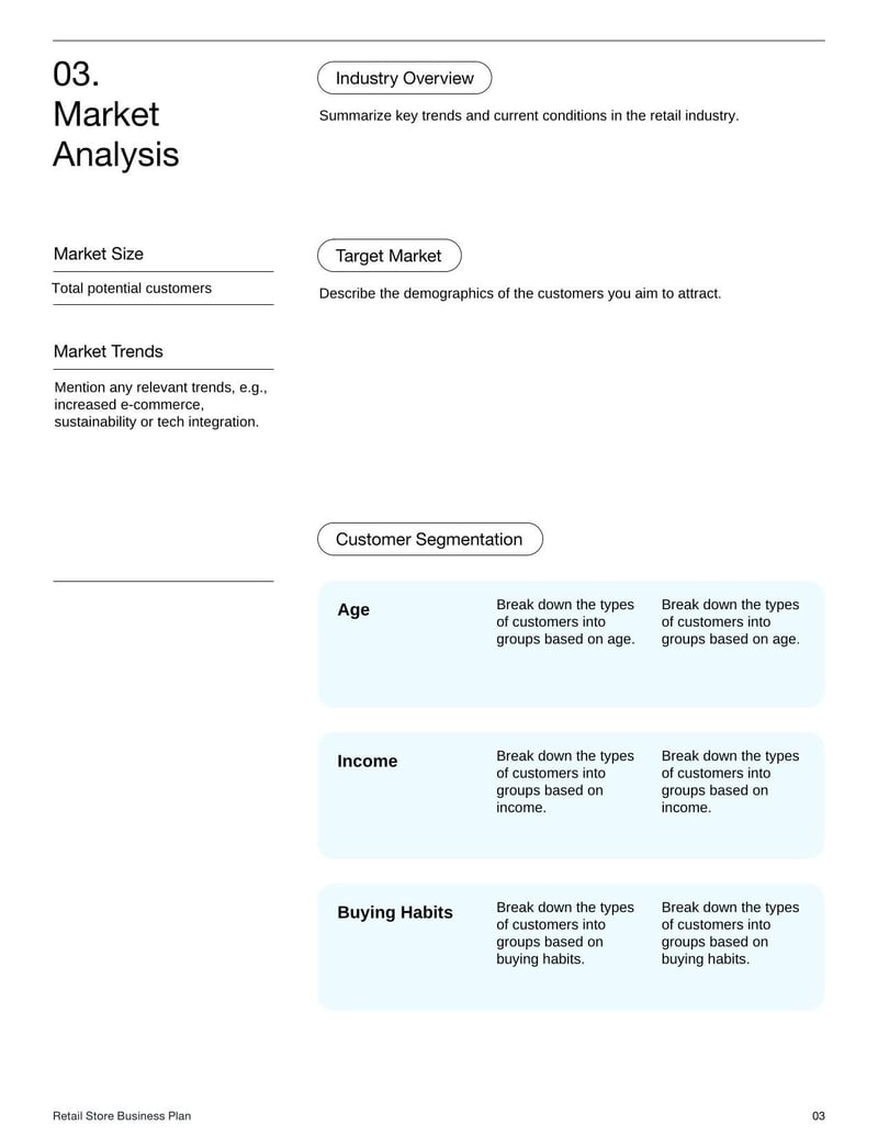 Retail Store Business Plan Template for managing and funding a retail business