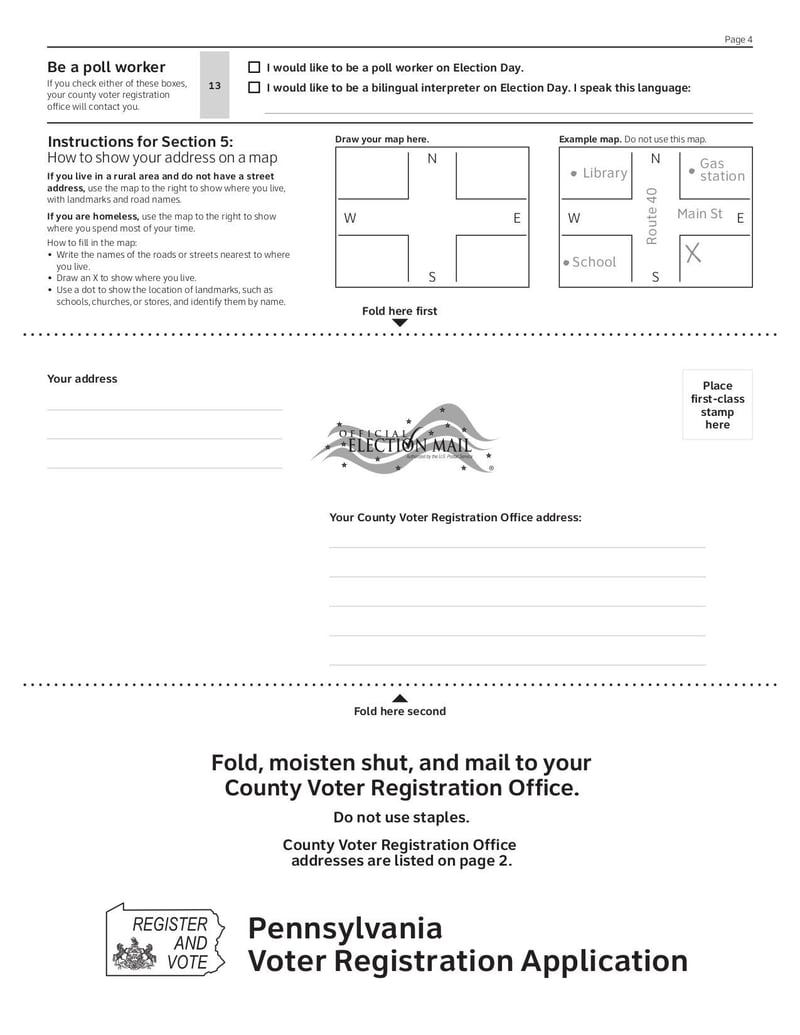 Large thumbnail of Pennsylvania Voter Registration Application Form - Dec 2019