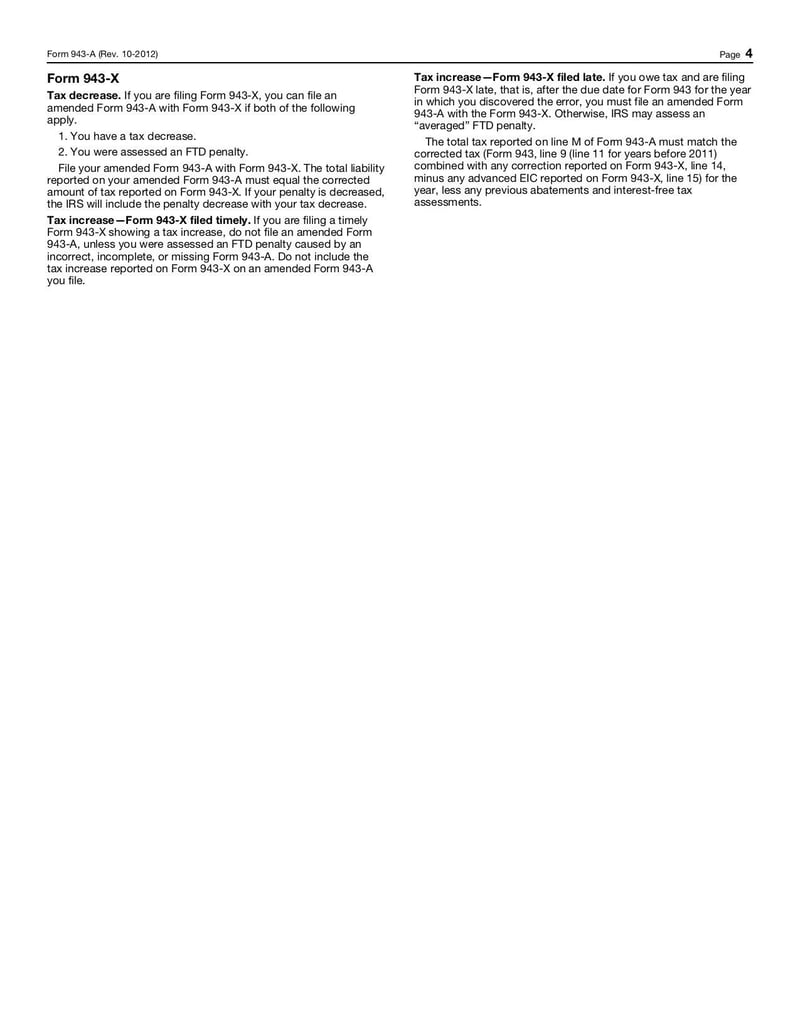 Large thumbnail of Form 943-A - Oct 2012