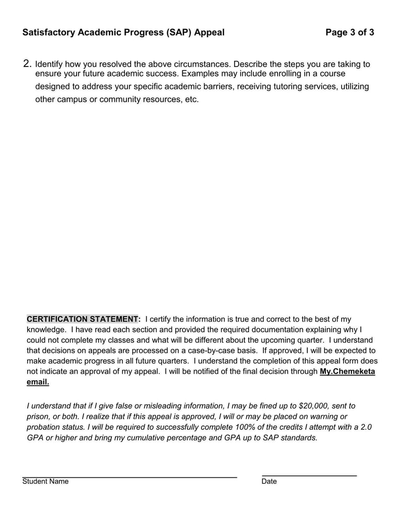 Large thumbnail of Chemeketa Community College Satisfactory Academic Progress (SAP) Appeal