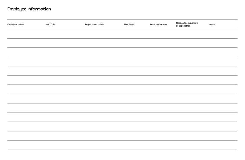Employee Retention Tracker Template for monitoring employee turnover and retention efforts