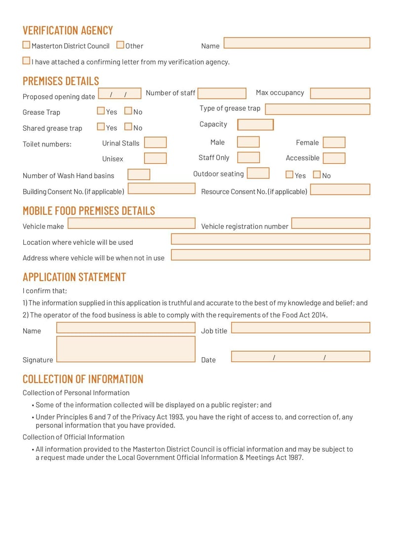 Large thumbnail of Application Form for Registration Under the Food Act - Jun 2022
