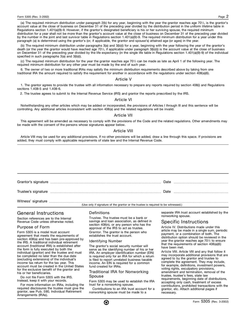 Large thumbnail of Form 5305 - Mar 2002