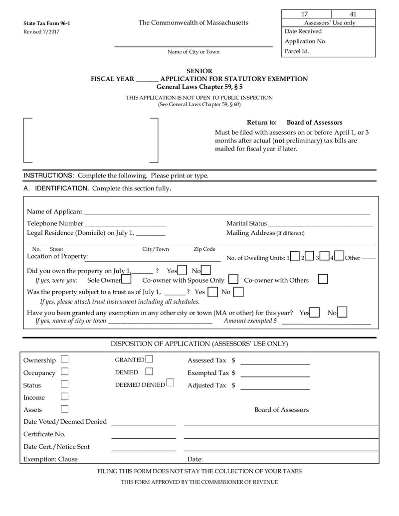 Large thumbnail of State Tax Form 96-1 - Mar 2018