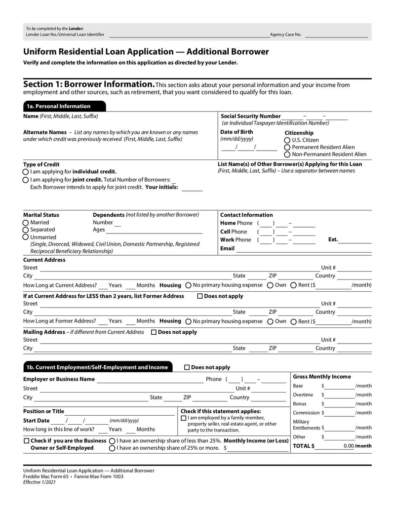 Large thumbnail of Uniform Residential Loan Application - Apr 2020