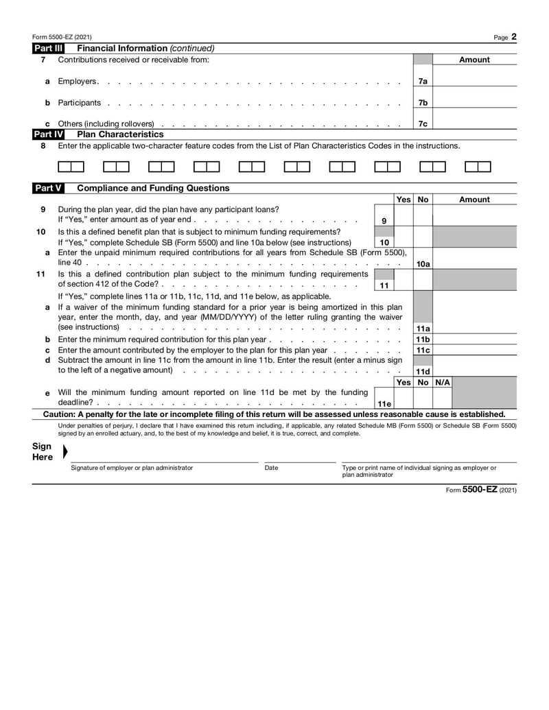 Large thumbnail of Form 5500-EZ - Jan 2021