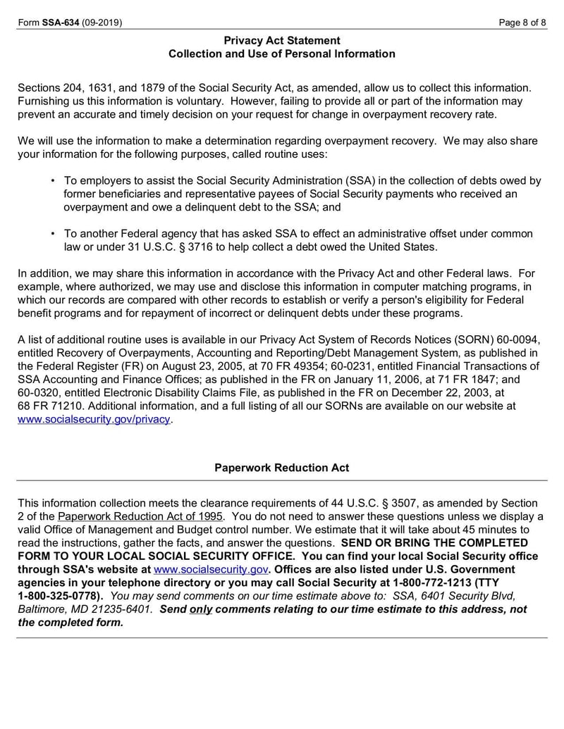 Large thumbnail of Form SSA-634 - Sep 2019