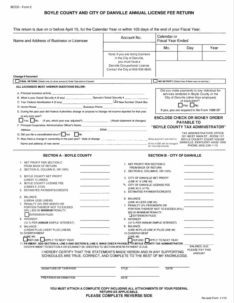 Large thumbnail of Form Annual License Fee Return - Nov 2019
