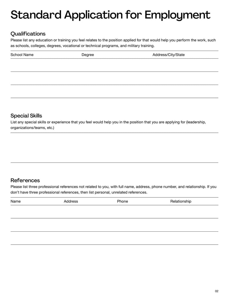 Large thumbnail of Application for Employment Template