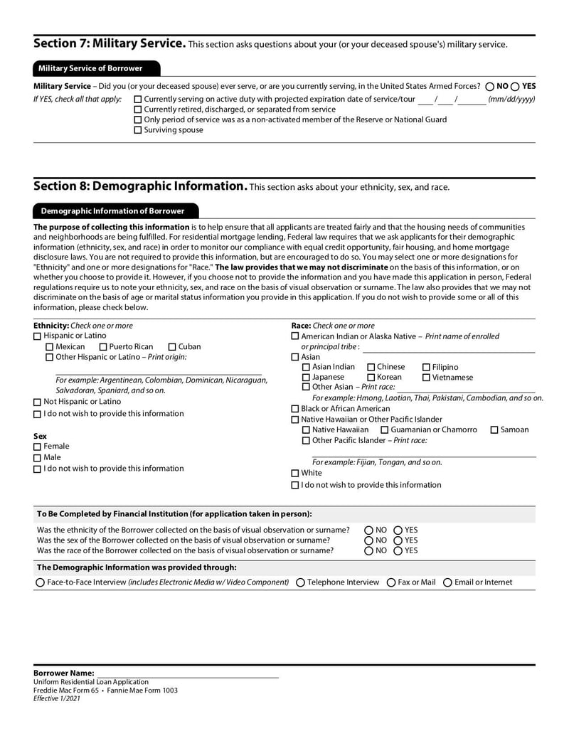 Thumbnail of Uniform Residential Loan Application Freddie Mac Form 65 - Apr 2020 - page 7