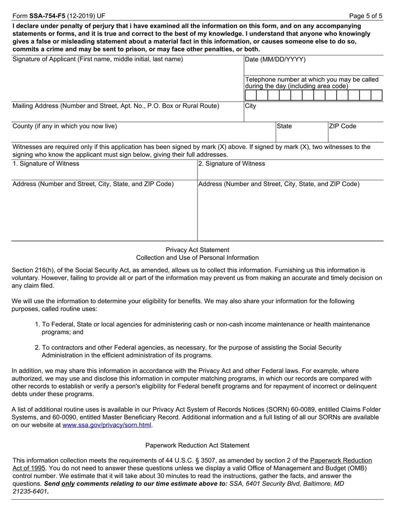 Large thumbnail of Form SSA-754-F5