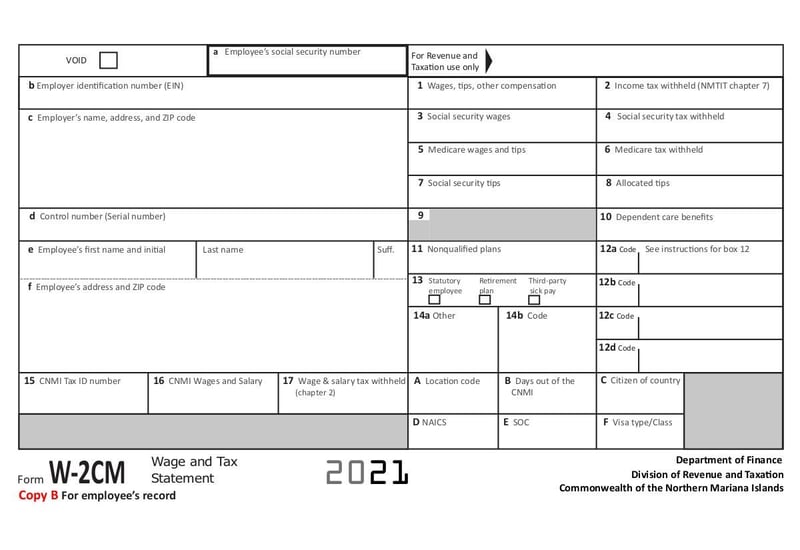 Large thumbnail of Form W-2CM Wage and Tax Statement - Oct 2021