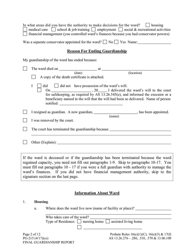 Large thumbnail of Form PG-215 Final Guardianship Report - May 2017