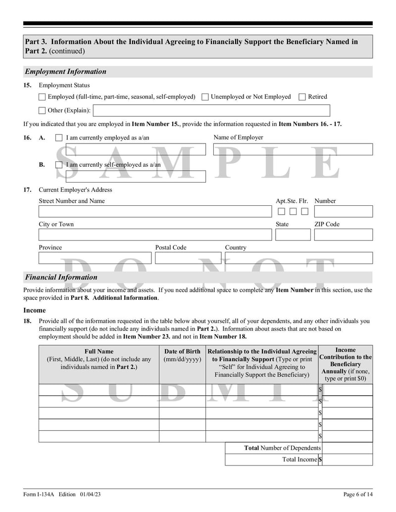 Thumbnail of Form I-134A - Jul 2023 - page 5