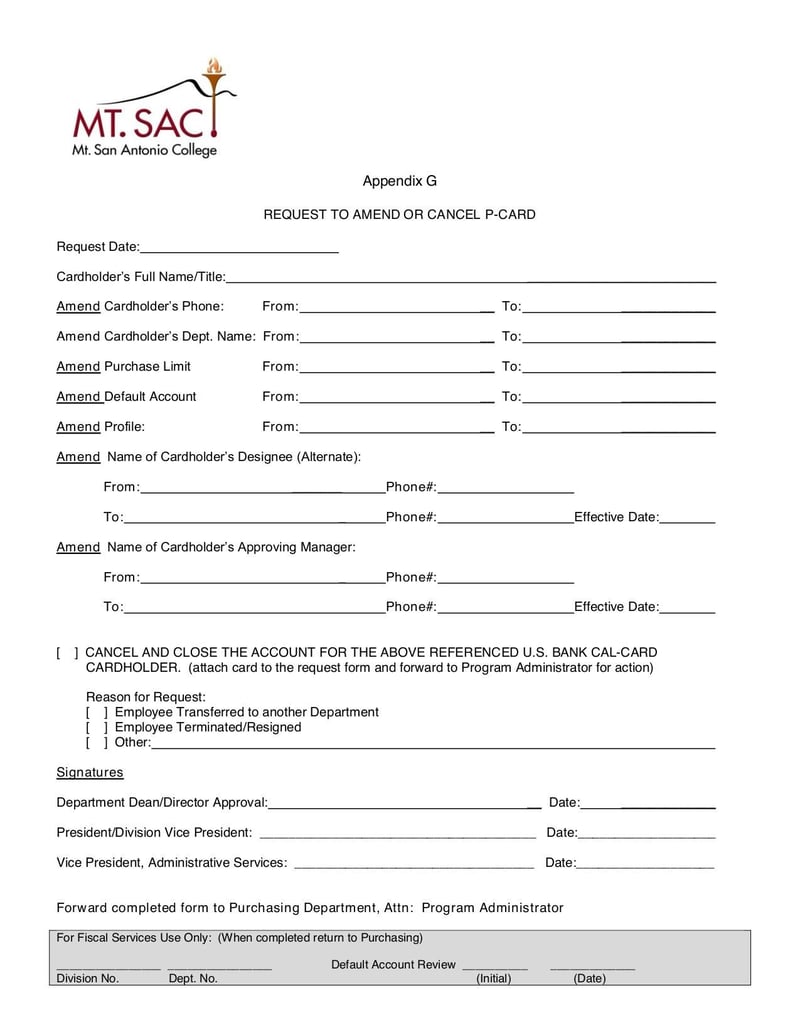 Large thumbnail of Request To Amend Or Cancel P-Card - Oct 2018