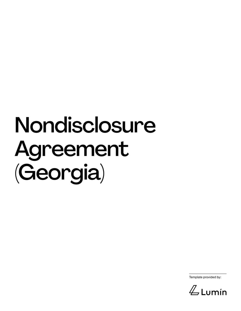 Georgia Nondisclosure Agreement document with confidentiality and nondisclosure terms