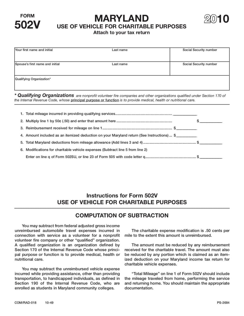 Large thumbnail of Maryland Form 502V - Feb 2020