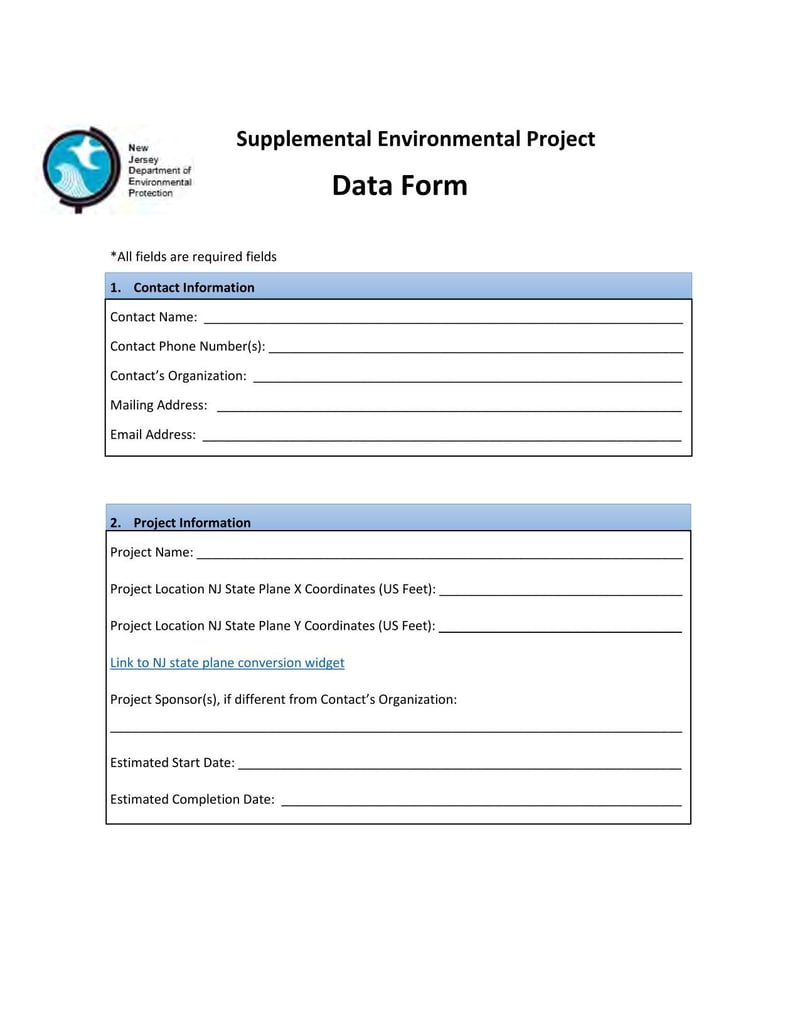 Large thumbnail of New Jersey Supplemental Environmental Project Data Form