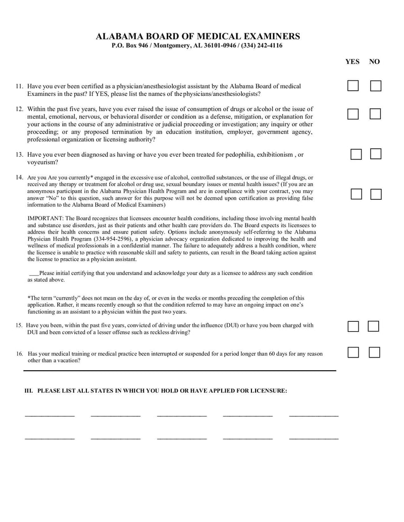 Large thumbnail of Application for Reinstatement of Physician Assistant/Anesthesiologist - Jan 2021