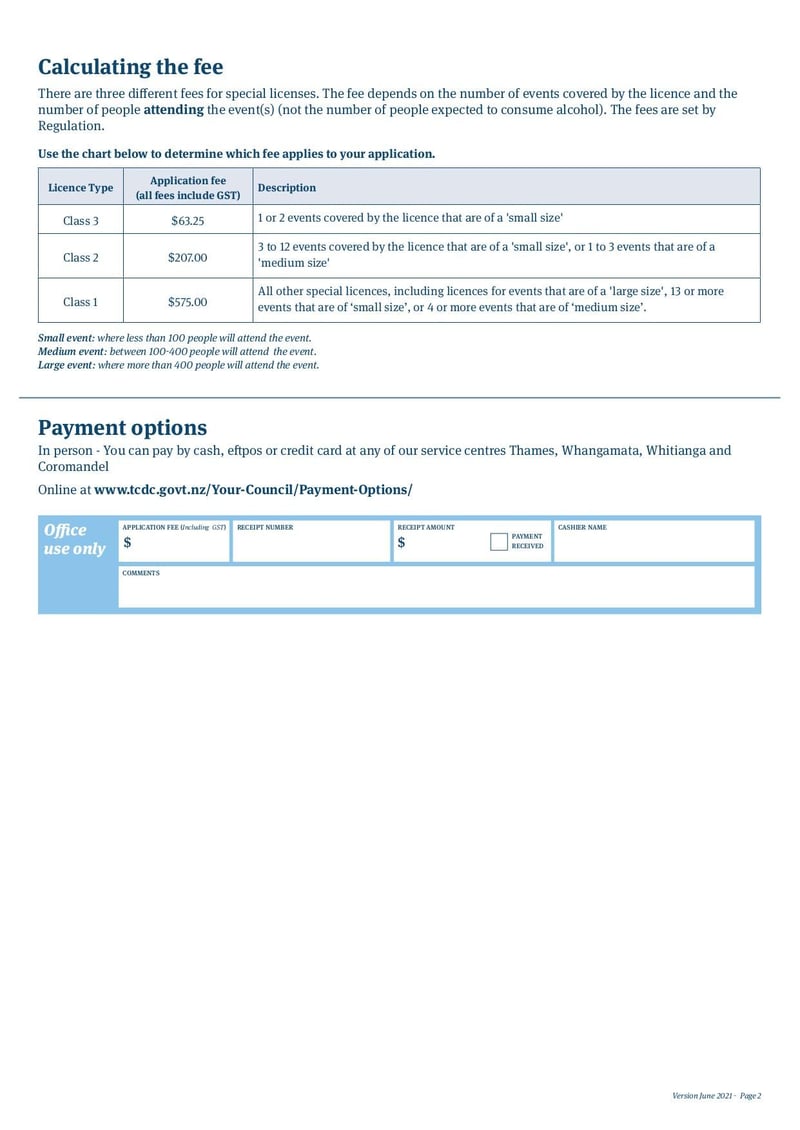 Large thumbnail of Special Licence Application Form - Jun 2021