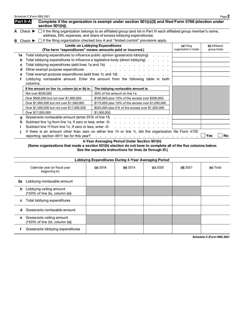Large thumbnail of Form 990 Schedule C - Jan 2022