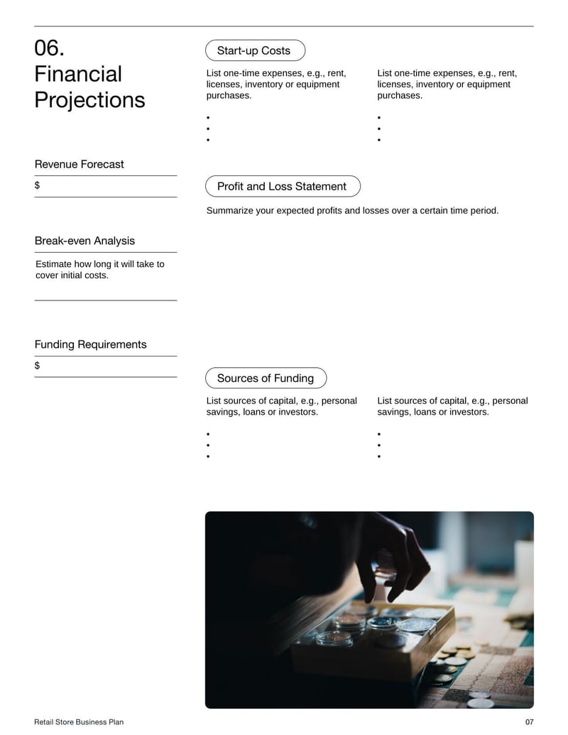 Retail Store Business Plan Template for managing and funding a retail business