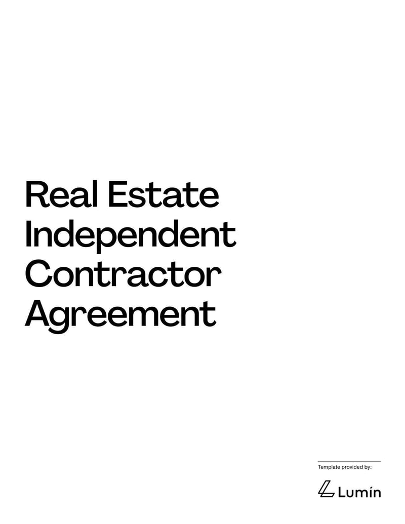 Real Estate Independent Contractor Agreement outlining terms between a broker and a self-employed sales associate
