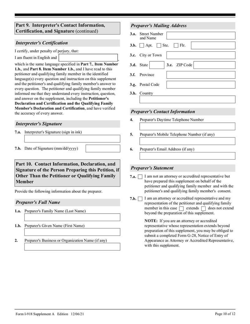 Large thumbnail of Form I-918 Supplement A - Dec 2021