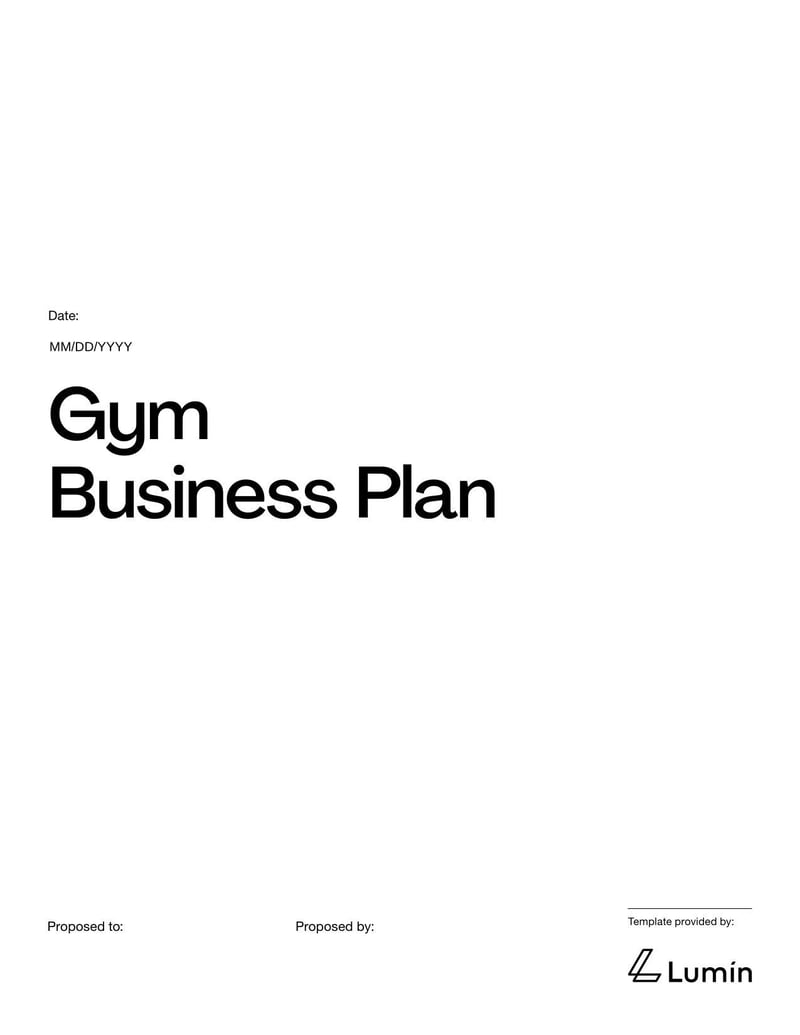 Gym Business Plan Template for launching or running a fitness business