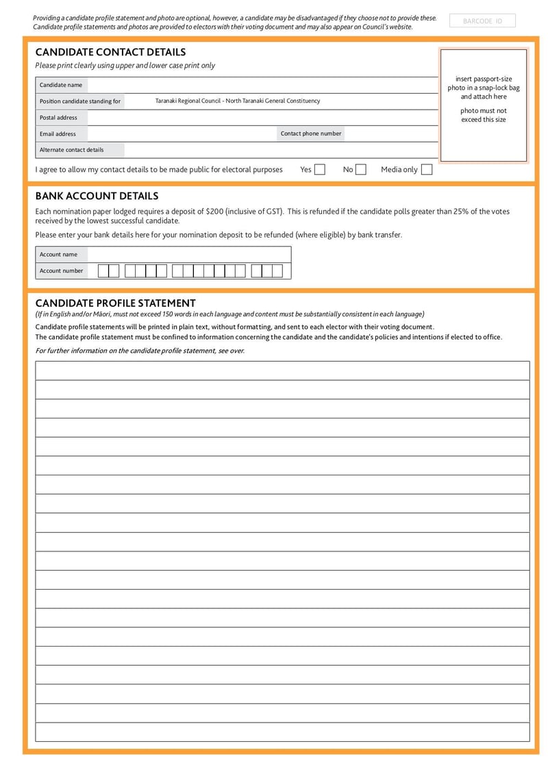 Large thumbnail of North Taranaki General Constituency Nomination Paper - Jul 2022