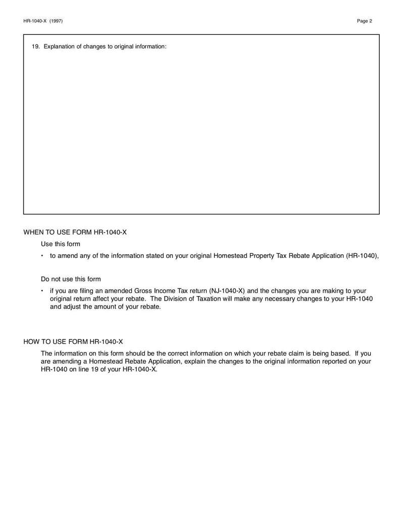 Thumbnail of Form HR-1040-X - Aug 2007 - page 1
