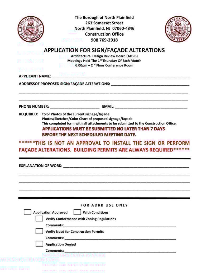 Large thumbnail of Application for Sign/Facade Alterations - Feb 2022