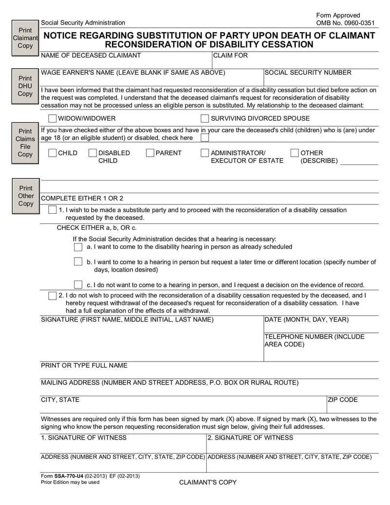 Large thumbnail of Form SSA-770-U4 - May 2016