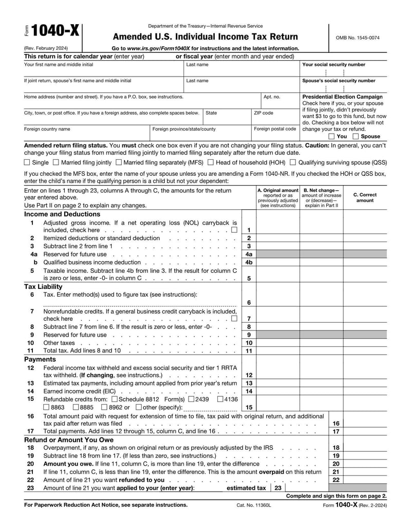 Large thumbnail of Form HR-1040-X - 2024