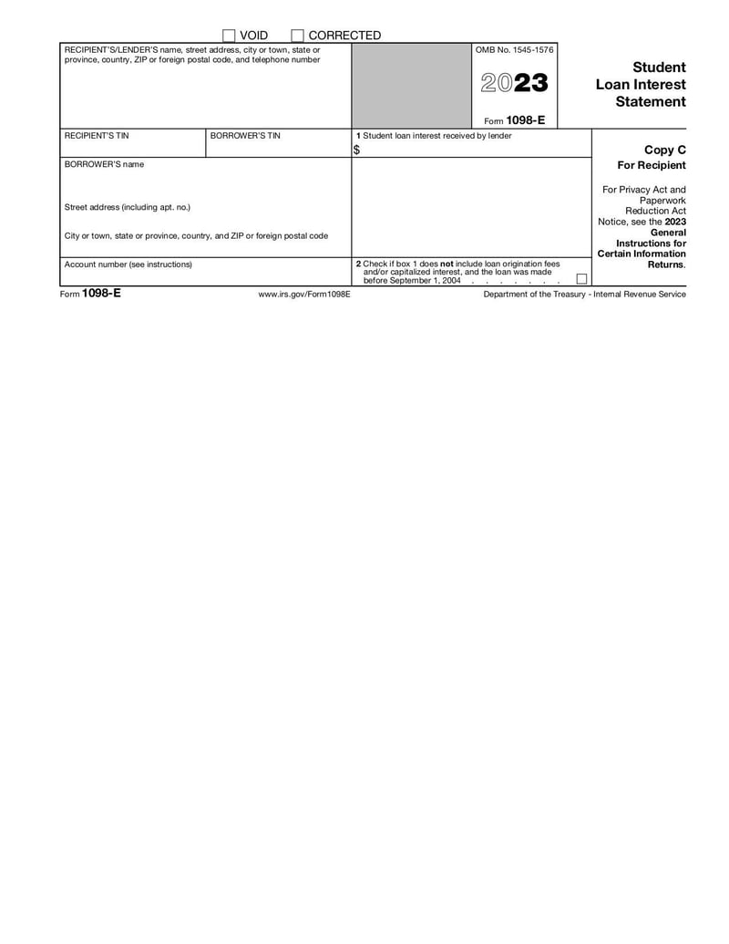 Large thumbnail of Form 1098-E - Jan 2022