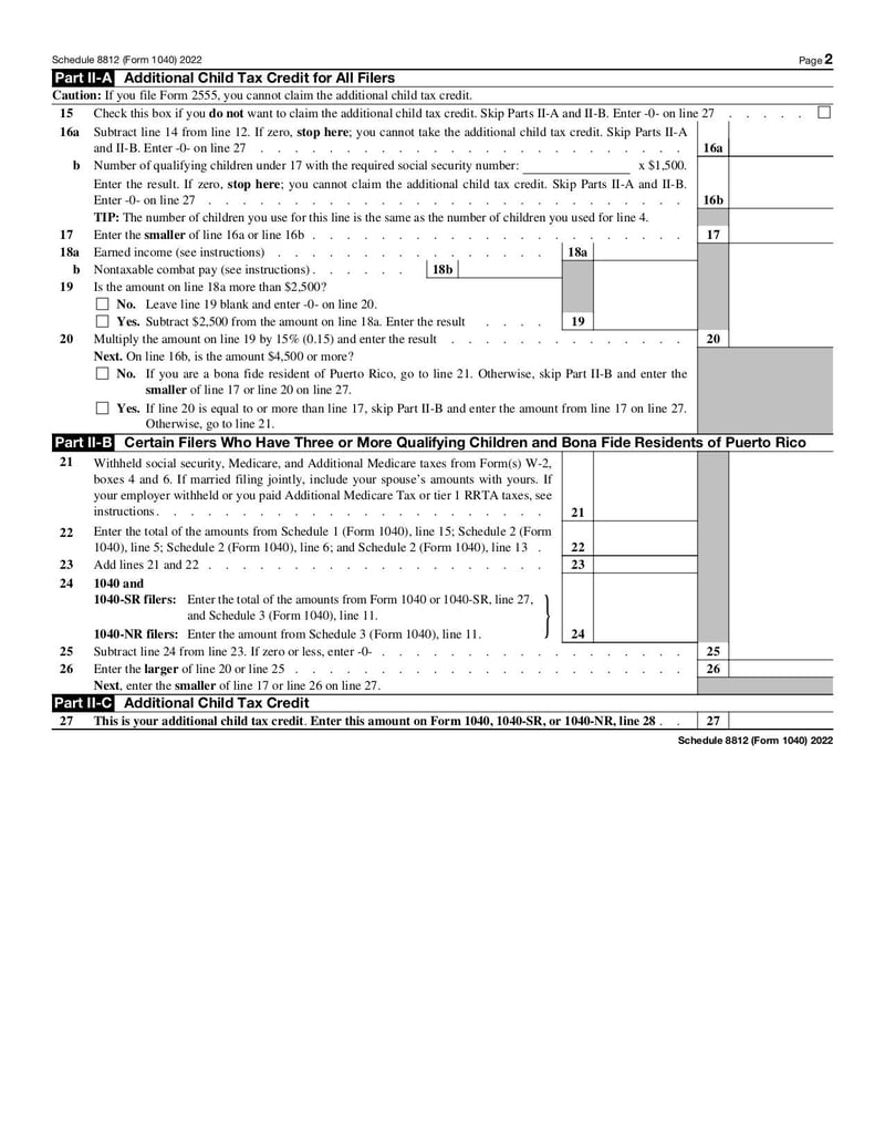 Large thumbnail of Schedule 8812 (Form 1040) - Nov 2022