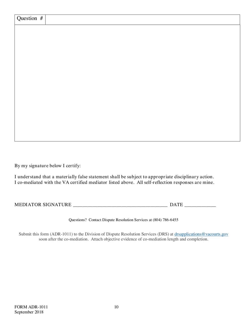 Large thumbnail of Form ADR 1011 - Sep 2018