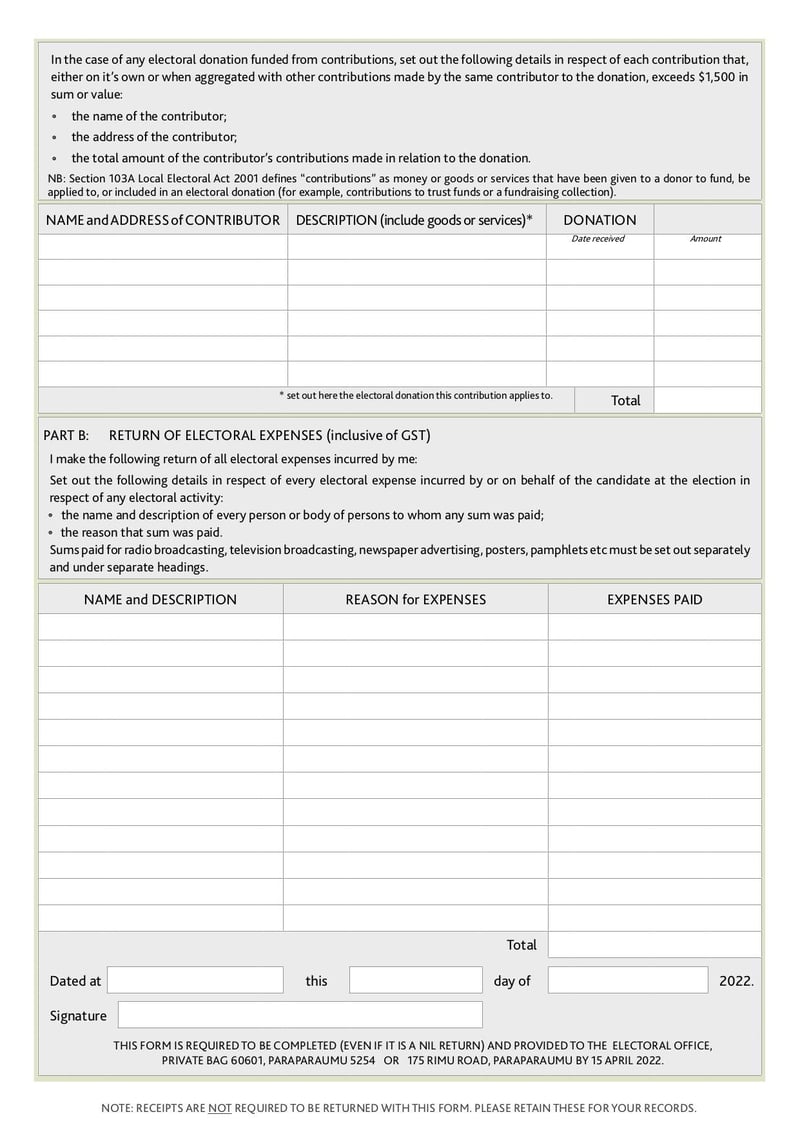 Large thumbnail of Waikanae Community Board By-Election Nomination Form - Jan 2022