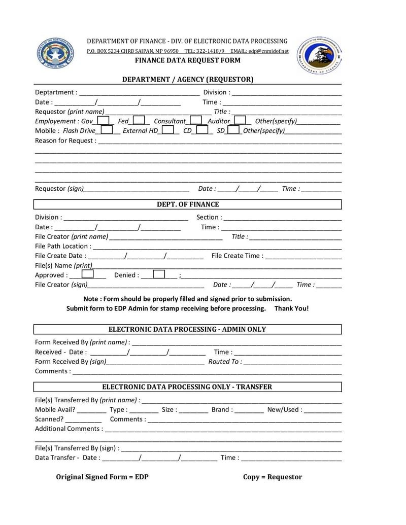 Large thumbnail of Data Transfer Request Form - May 2019