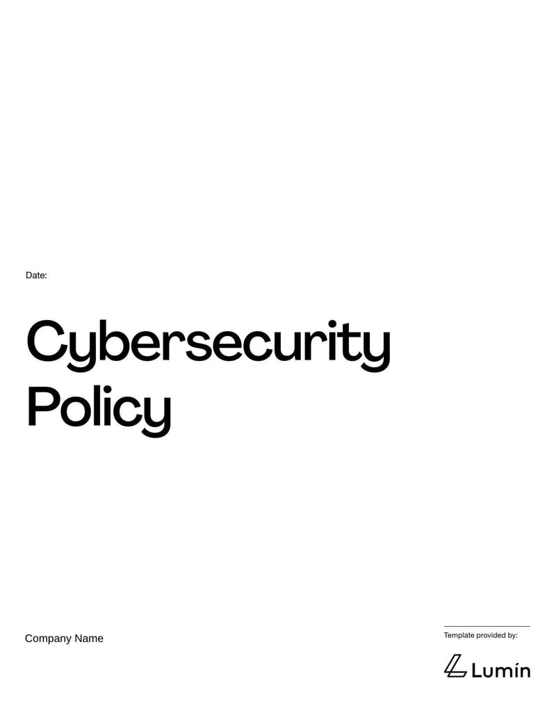 Cybersecurity Policy Document detailing data protection, password management, and IT security practices